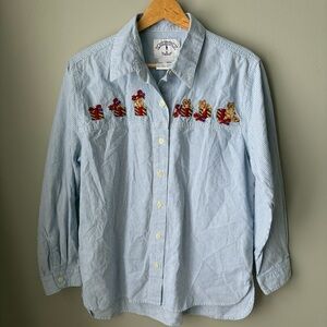 Vintage Solutions Original Embroidered‎ Cats -Presents Button Up Shirt Women’s M